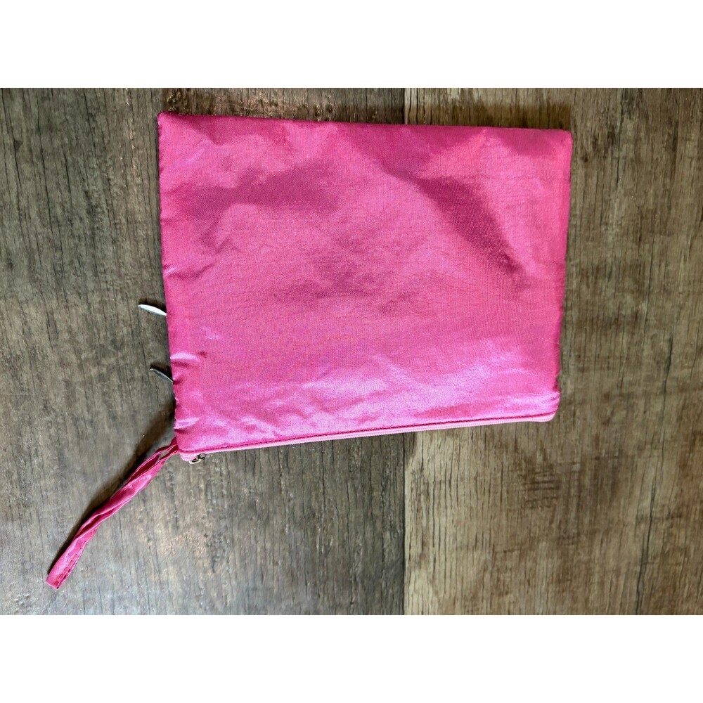 Viet Nam Pouch Zippered Bag Clutch Purse Silk Makeup Bag Pink 3 Section Rare - Picture 2 of 7
